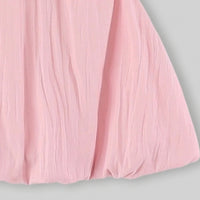 Girls Pink Kitty Applique Peter Pan Collar Balloon Dress Casual Dresses