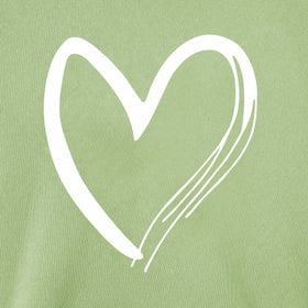 Girls Light Green Heart Printed Hooded Sweatshirt Sweatshirts & Hoodies