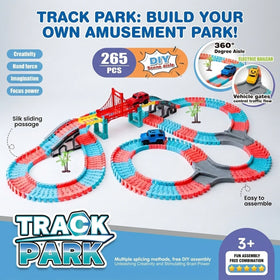 265 PCS DIY Flexible -Electric Rail Car Track with Suspension Bridge- STEM Educational Toy for Boys & Girls Trending Accessories