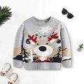Boys Grey Sweater With Self-Design Reindeer Face Pattern Sweaters & Cardigans Grey 2-3 Y