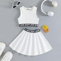 Girls White Sleeveless Crop Top with Flared Skirt Set 2 pc. Sets White 2-3 Y