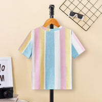 Boys Multicolor Vertical Striped Short Sleeves T Shirt Tshirts
