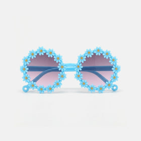 Girls Blue Daisy Round Sunglasses Sunglasses