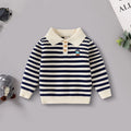 Boys Apricot Polo Sweater With Self-Design Stripe Patterns Sweaters & Cardigans Apricot 2-3 Y
