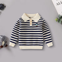 Boys Apricot Polo Sweater With Self-Design Stripe Patterns Sweaters & Cardigans Apricot 2-3 Y