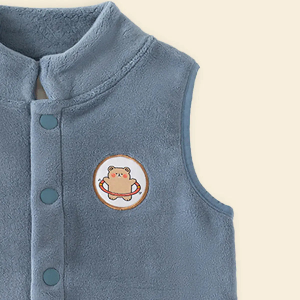 Boys Blue Fleece Vest With Bear Patch Coats & Jackets