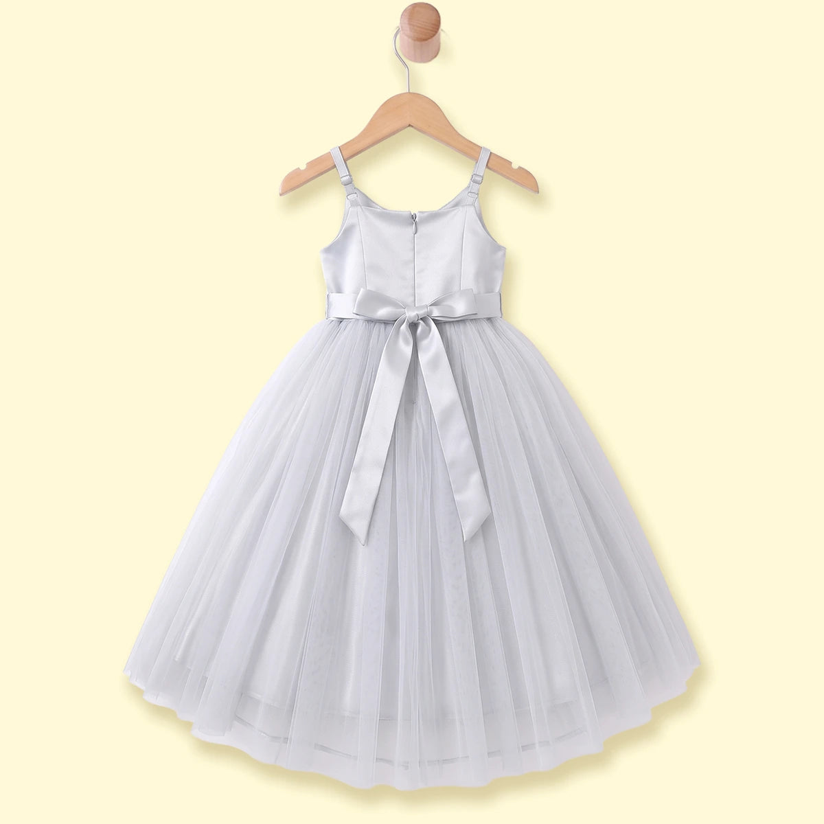 Girls Light Grey Floral Applique Sleeveless Fit & Flare Dress Party Dresses