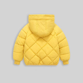 Boys Yellow Hooded Zip-up Puffer Jacket With Long Sleeves Coats & Jackets