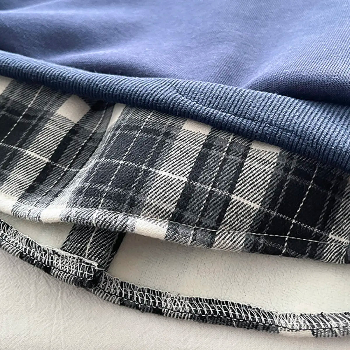Boys Navy Blue Checked Regular Sweatshirt With Denim Trouser Sets 2 pc. Sets