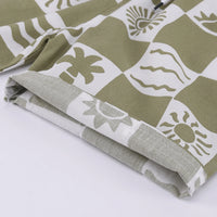 Boys Green Tropical Print Checked Shirt With T-Shirt And Shorts Sets 3 pc. Sets