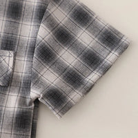 Boys Grey Checked Short Sleeve Shirt With Printed T-Shirt And Shorts Sets 3 pc. Sets