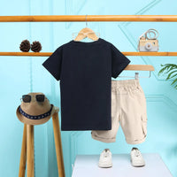 Boys Navy Printed T-Shirt With Elasticated Shorts Sets 2 pc. Sets