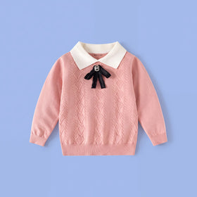 Girls Pink Long Sleeve Cable Knit Sweater Sweaters & Cardigans Pink 2-3 Y