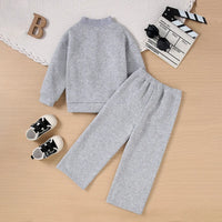 Boys Grey Letter B Embroidered Baseball Style Jacket With Pant Sets Sets