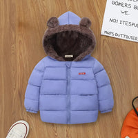 Boys Light Blue Zip-up Puffer Jacket With Bear Ear On Hood Coats & Jackets Light Blue 1-2 Y