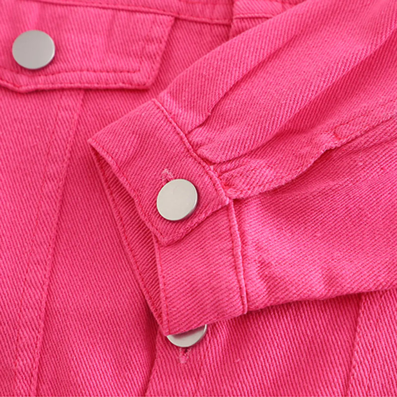 Girls Pink Solid Long Sleeves Jacket Coats & Jackets