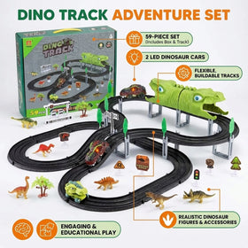 Dinosaur Track Car Toy Set for Kids -59 PCS DIY Race Track with 2 Dino Cars Educational Toy for Boys & Girls Trending Accessories