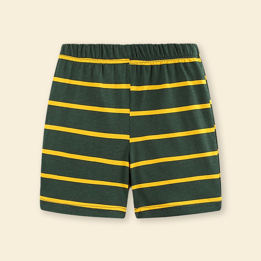 Boys Car Print T-Shirt With Striped Shorts 2 pc. Sets   