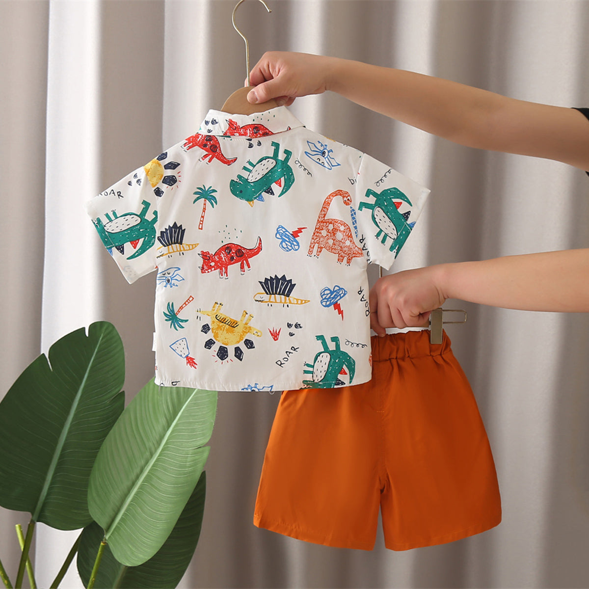 Boys White Animals Printed Short Sleeves Shirt With Shorts Set 2 pc. Sets
