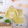 Girls Green Rabbit Applique Sweatshirt With Pants Set 2 pc. Sets Green 1-2 Y