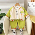 Boys Green Pumpkin Embroidered Varsity Jacket With T-Shirt & joggers Set Sets Green 1-2 Y