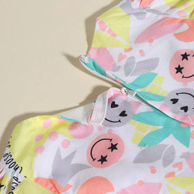 Girls Yellow Printed Short Sleeve Fit & Flare Dress Casual Dresses