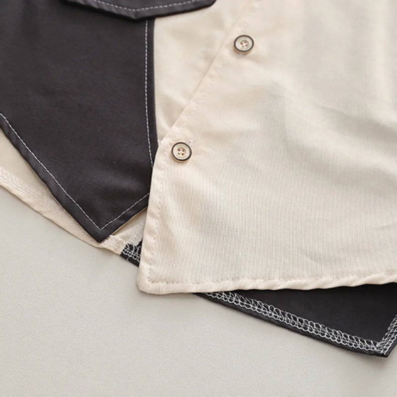 Boys Dark Grey Colorblocked Shirt With Jogger Sets Sets