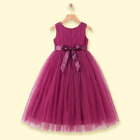 Girls Dark Pink Floral Applique Fit & Flare Party Dress Party Dresses