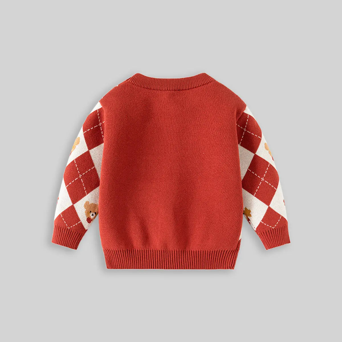 Boys Red Self-Design Triangle Patterns Knitted Sweater Sweaters & Cardigans