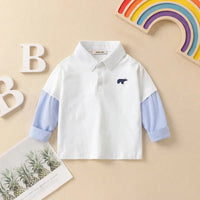 Boys White Long Sleeves Polo T-Shirt Tshirts White 1-2 Y