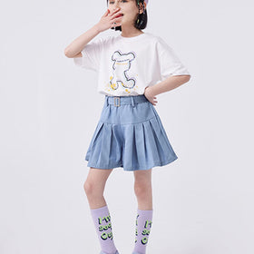 Girls Printed Oversized Casual T-shirt Tshirts White 6-7 Y 