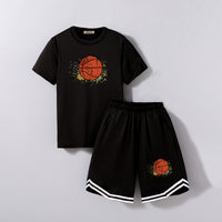 Boys Black Graphic Print T-Shirt With Shorts Set 2 pc. Sets