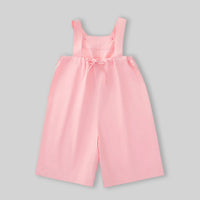 Girls Pink Solid Button Detail Sleeveless Dungaree Jumpsuits