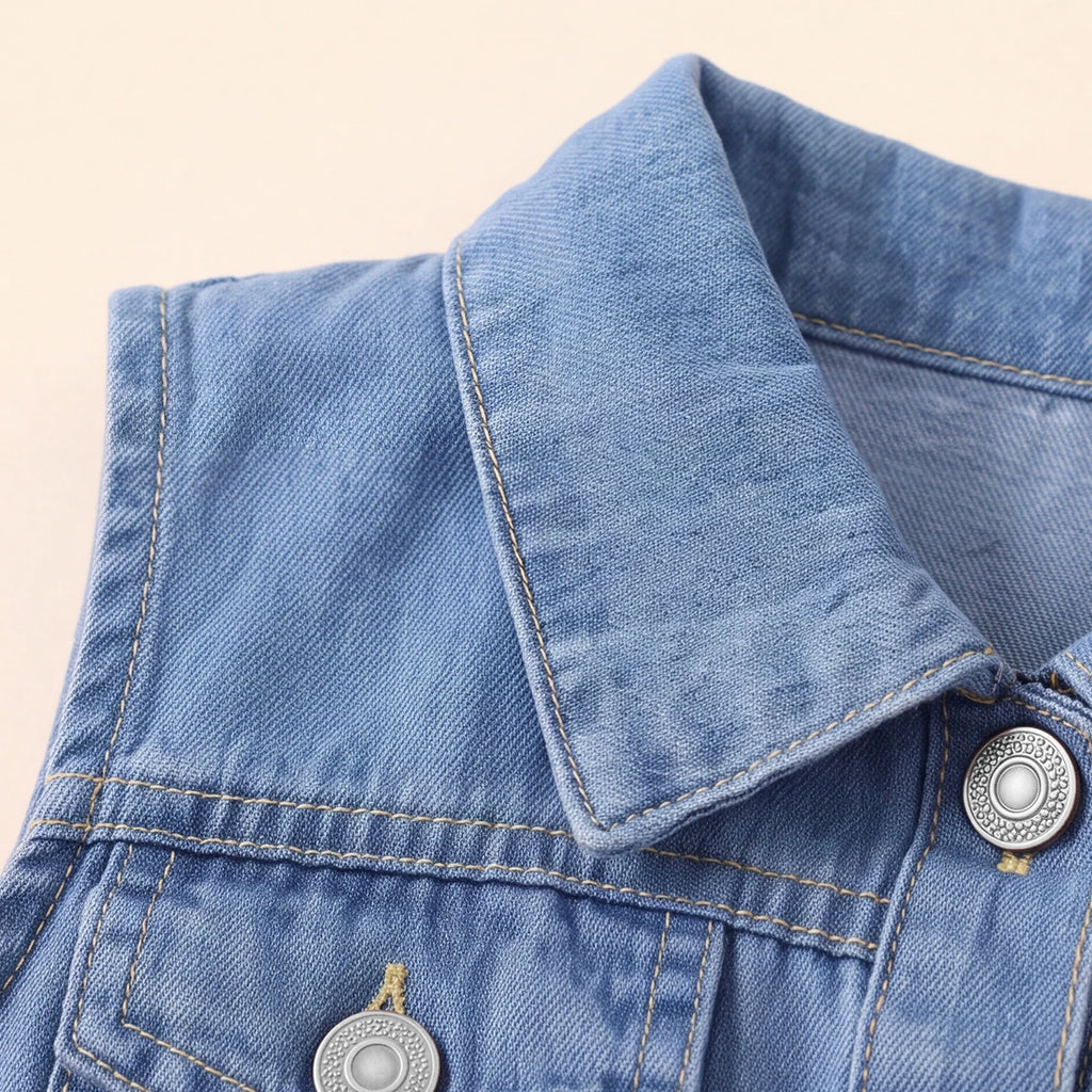 Girls Blue Sleeveless Denim Shirt Dress Casual Dresses
