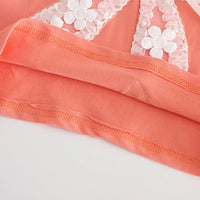 Girls Peach Bow Applique Flutter Sleeve Top With Denim Shorts Sets 2 pc. Sets