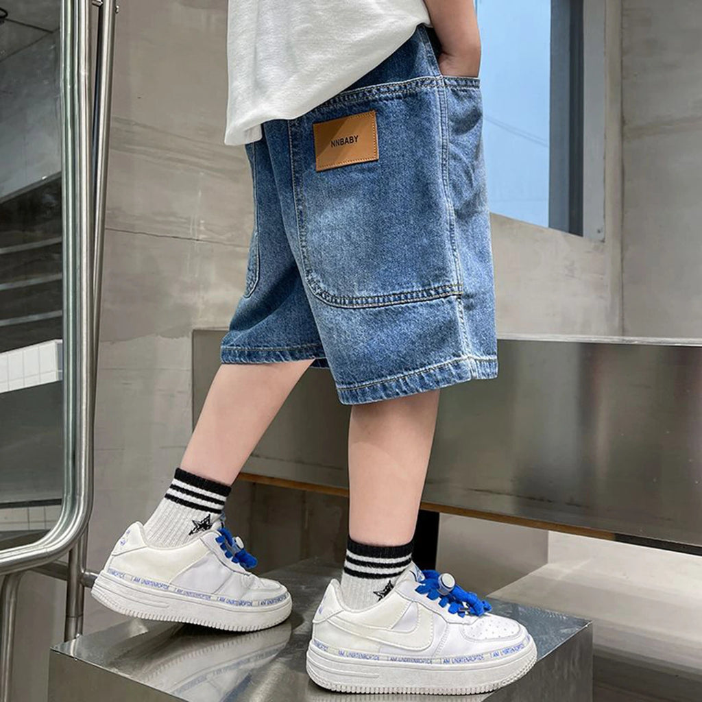 Boys Blue Stone Washed Loose Fit Denim Shorts Shorts