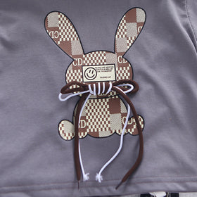 Boys Grey Tie-Up Applique Bunny Printed T-Shirt With Shorts Set 2 pc. Sets
