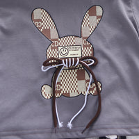 Boys Grey Tie-Up Applique Bunny Printed T-Shirt With Shorts Set 2 pc. Sets