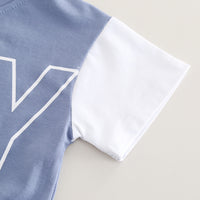 Boys Blue Colorblocked Typographic Printed T-Shirt With Shorts Set 2 pc. Sets