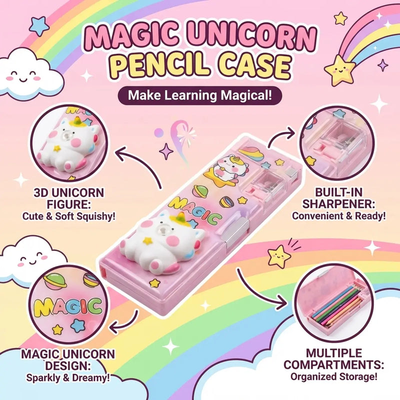 Kids Unicorn Cartoon 3D Pop Eye Pencil Box Trending Accessories