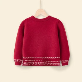 Girls Cute Christmas Reindeer Jacquard knit Sweater Sweaters & Cardigans