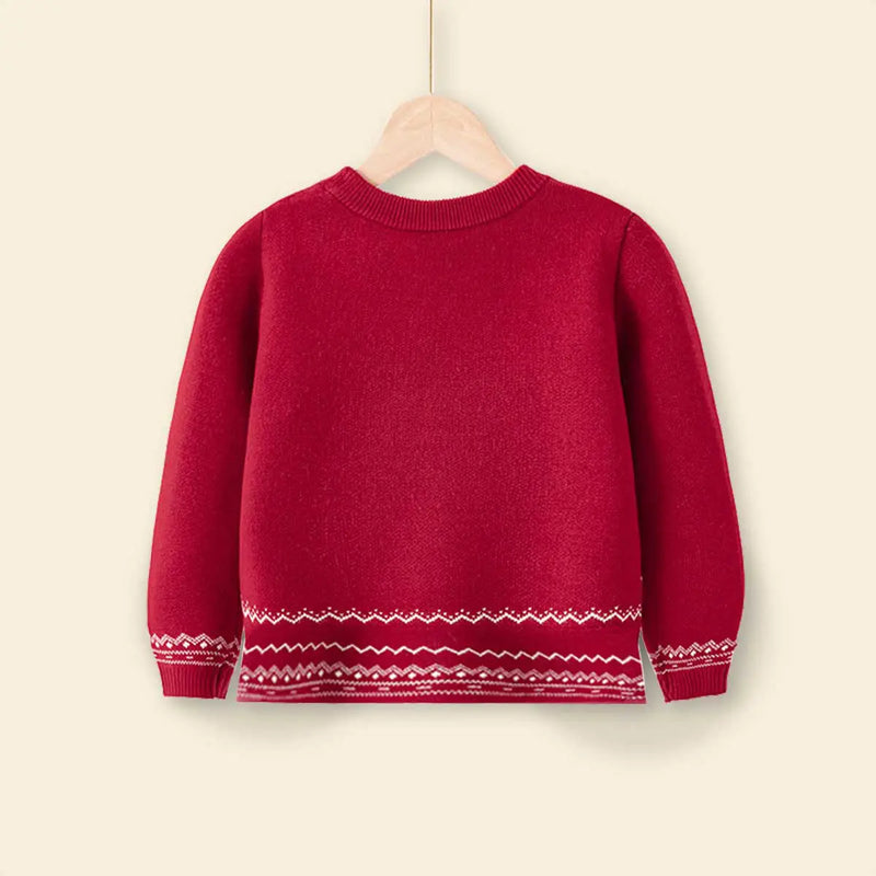 Girls Cute Christmas Reindeer Jacquard knit Sweater Sweaters & Cardigans