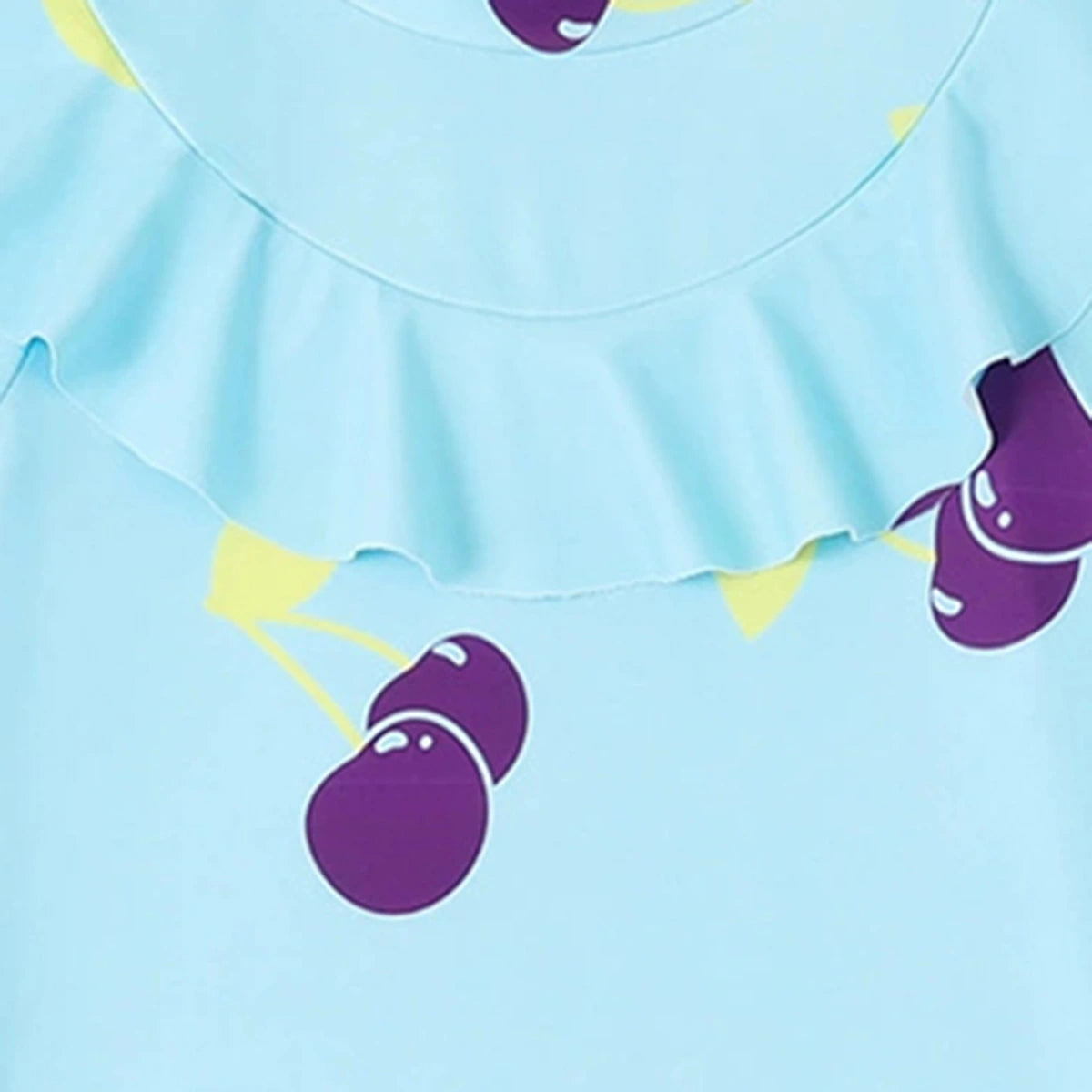Girls Sky Blue Cherry Printed Top With Legging Swimwear Sets Sets