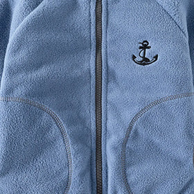 Boys Blue Fleece Embroidered Anchor Logo Zip-up Jacket Coats & Jackets