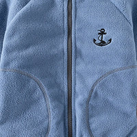 Boys Blue Fleece Embroidered Anchor Logo Zip-up Jacket Coats & Jackets