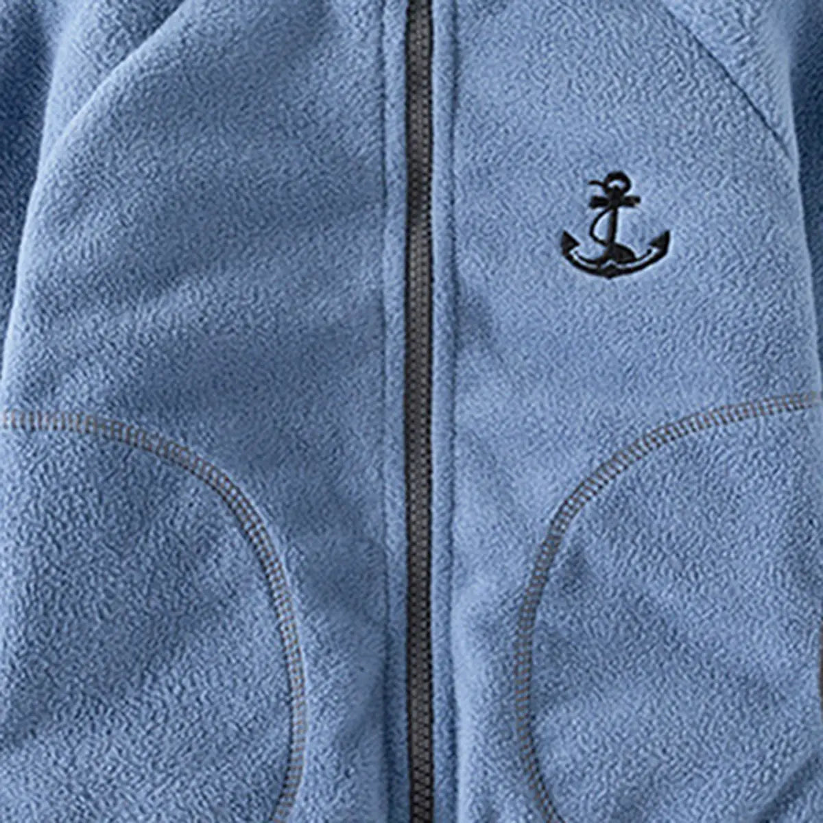 Boys Blue Fleece Embroidered Anchor Logo Zip-up Jacket Coats & Jackets