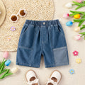 Boys Blue Solid Denim Shorts With Elasticated Waistband Shorts Blue 1-2 Y