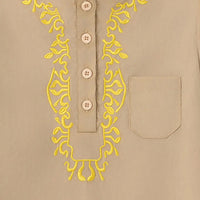 Boys Khaki Embroidered Kurta With Pajama Sets Ethnicwear Boys