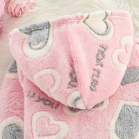 Girls Pink Heart Self-Design Hooded Sweatshirt Sweatshirts & Hoodies