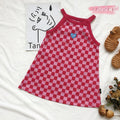 Girls Red Smiley Printed Sleeveless A-Line Dress Casual Dresses Red 2-3 Y